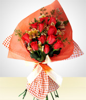Flores : Argentina - Red Roses Bouquet (12 Roses)