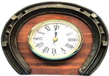 Wooden clock with horseshoe