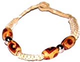 Pulsera de Cuero Trenzada con Bolitas de Madera